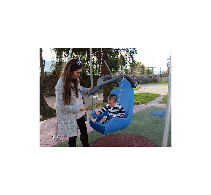 Portique balançoire métal 1 nacelle PMR + 1 assise adolescent + 1 nacelle bébé