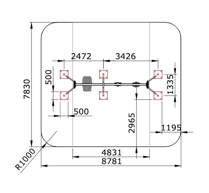 Portique balançoire métal 1 nacelle PMR + 1 assise adolescent + 1 nacelle bébé