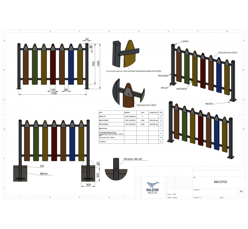 Barrière et portillon aire de jeux crayons