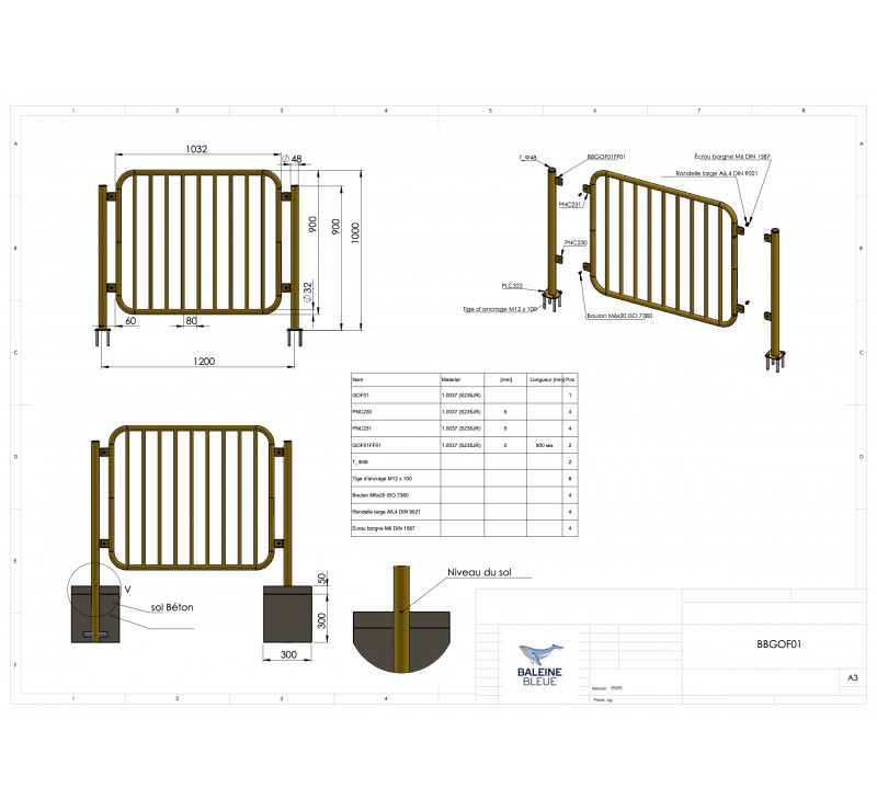 Barrière grillagée pour aire de jeux