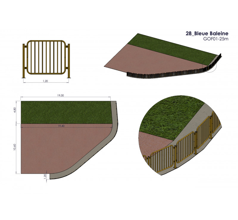 Barrière grillagée pour aire de jeux