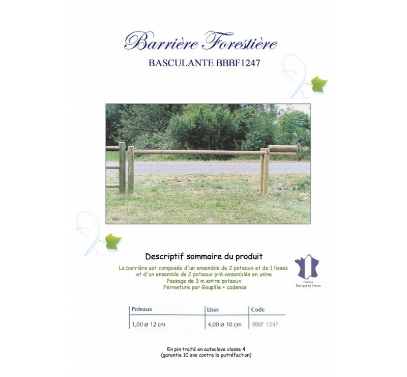 Barrière basculante longueur 5 mètres