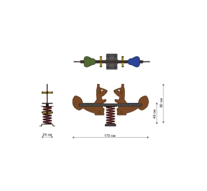 Jeu sur ressort 2 places les écureuils