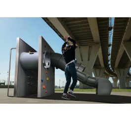 Blockhaus à grimper avec toboggan tunnel