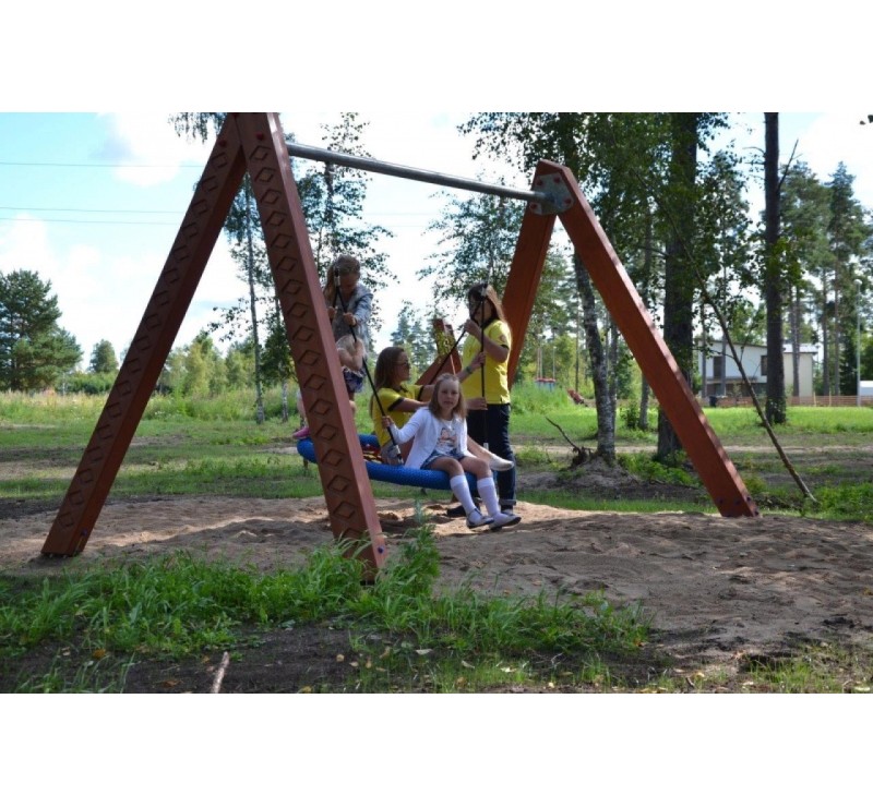 Portique balançoire bois collectif 2 places pour aire de jeux