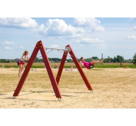Portique balançoire bois collectif 2 places pour aire de jeux