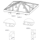 Banquettes avec toit, Gloriette pour professionnel, Abri de rue, Abri avec banquettes