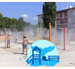 Poteau brumisateur pour espace public