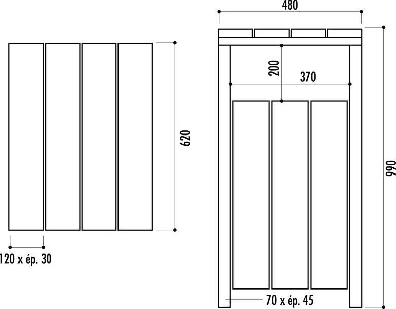Corbeille bois pour collectivités avec seau métallique 60 L Corbeille bois pour collectivités avec seau métallique 60 L
