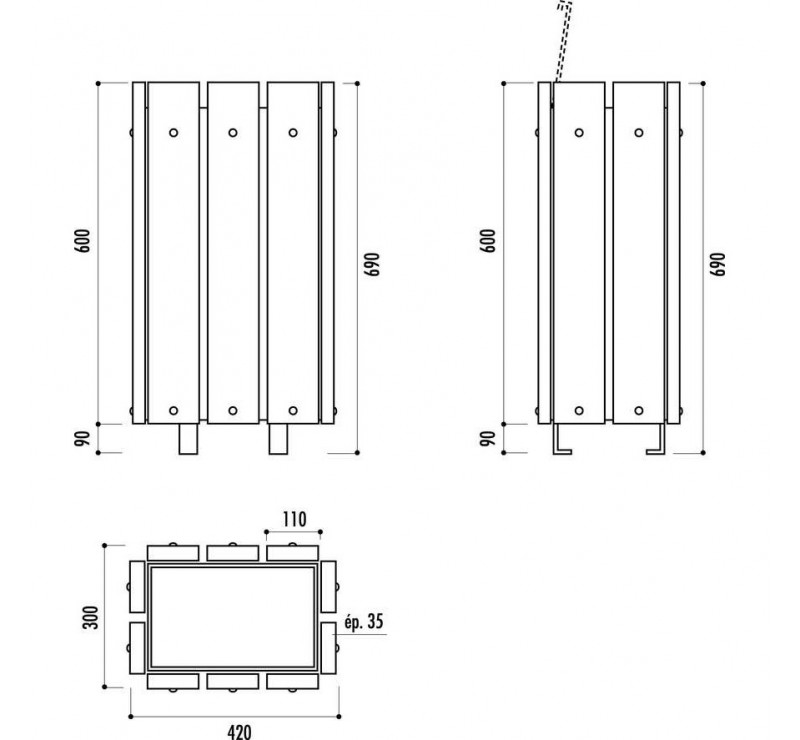 Corbeille bois exotique avec couvercle 30 L Corbeille bois exotique avec couvercle 30 L