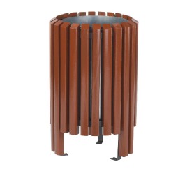 Corbeille en bois exotique pour espace public