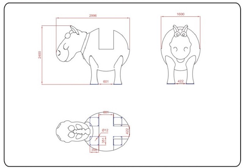 Structure de jeux "cheval et toboggan avec mât de pompier"