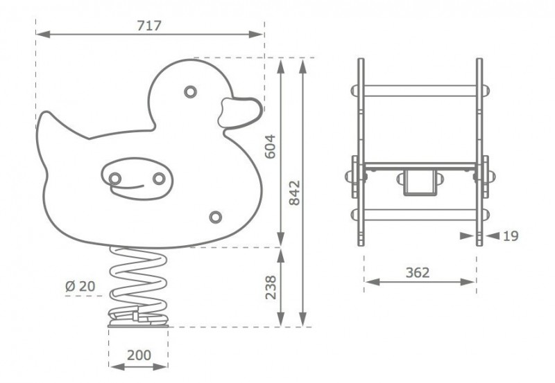 Canard jeu sur ressort 2 figurines