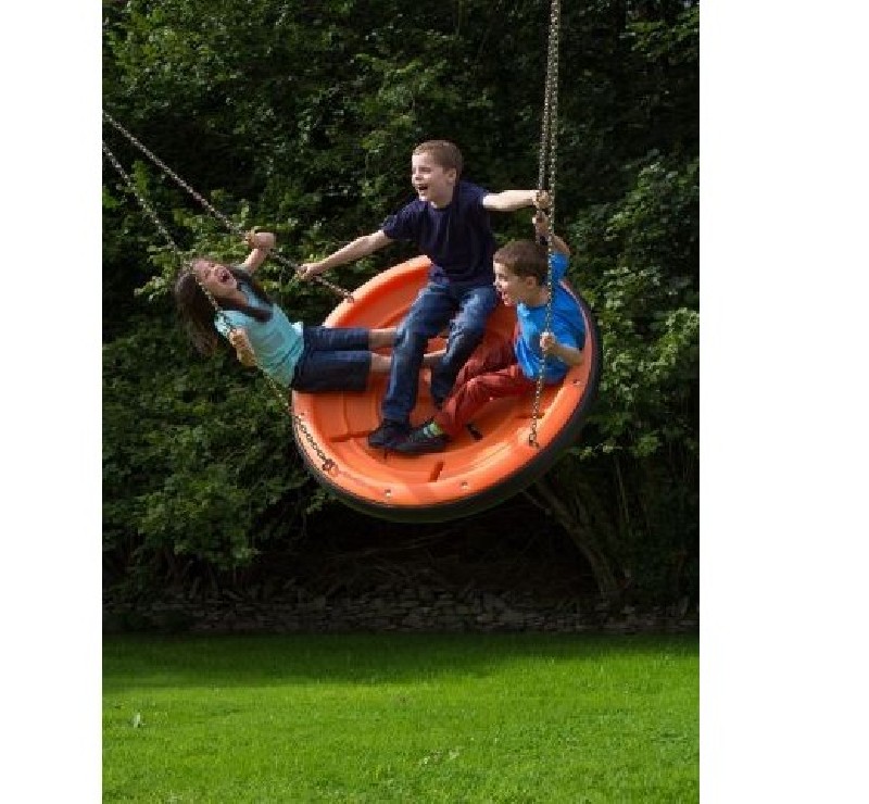 Portique-balançoire soucoupe volante en caoutchouc