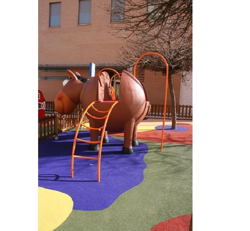 Structure de jeux "cheval et toboggan avec mât de pompier"