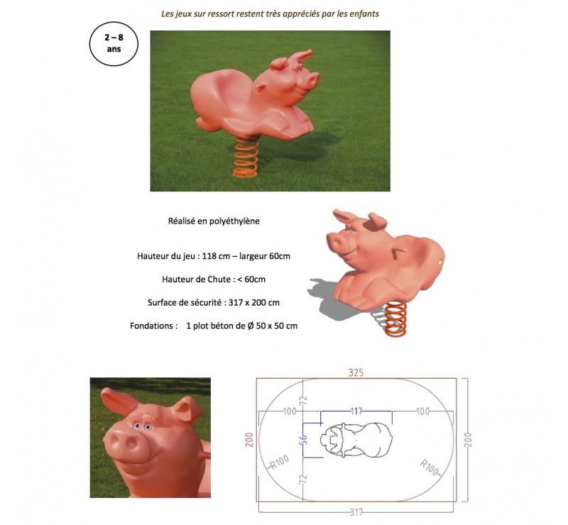 Cochon jeu sur ressort géant