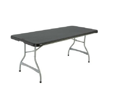 Table polypropylène noire professionnelle rectangulaire 183 cm