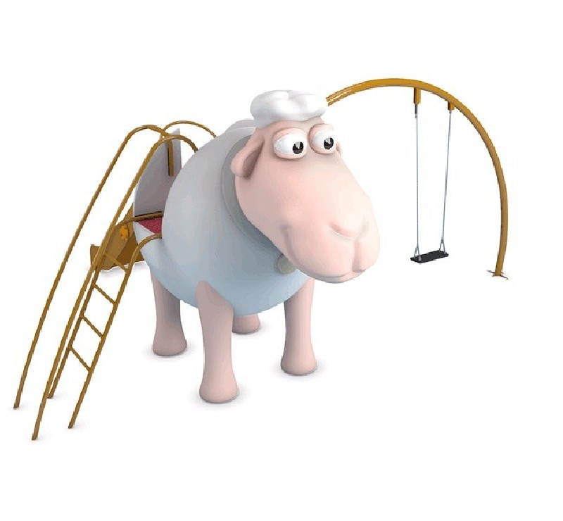 Structure de jeux "le mouton blanc et son portique-balançoire" Structure de jeux "le mouton blanc et son portique-balançoire"