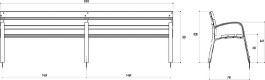 Banc public longueur 300 cm